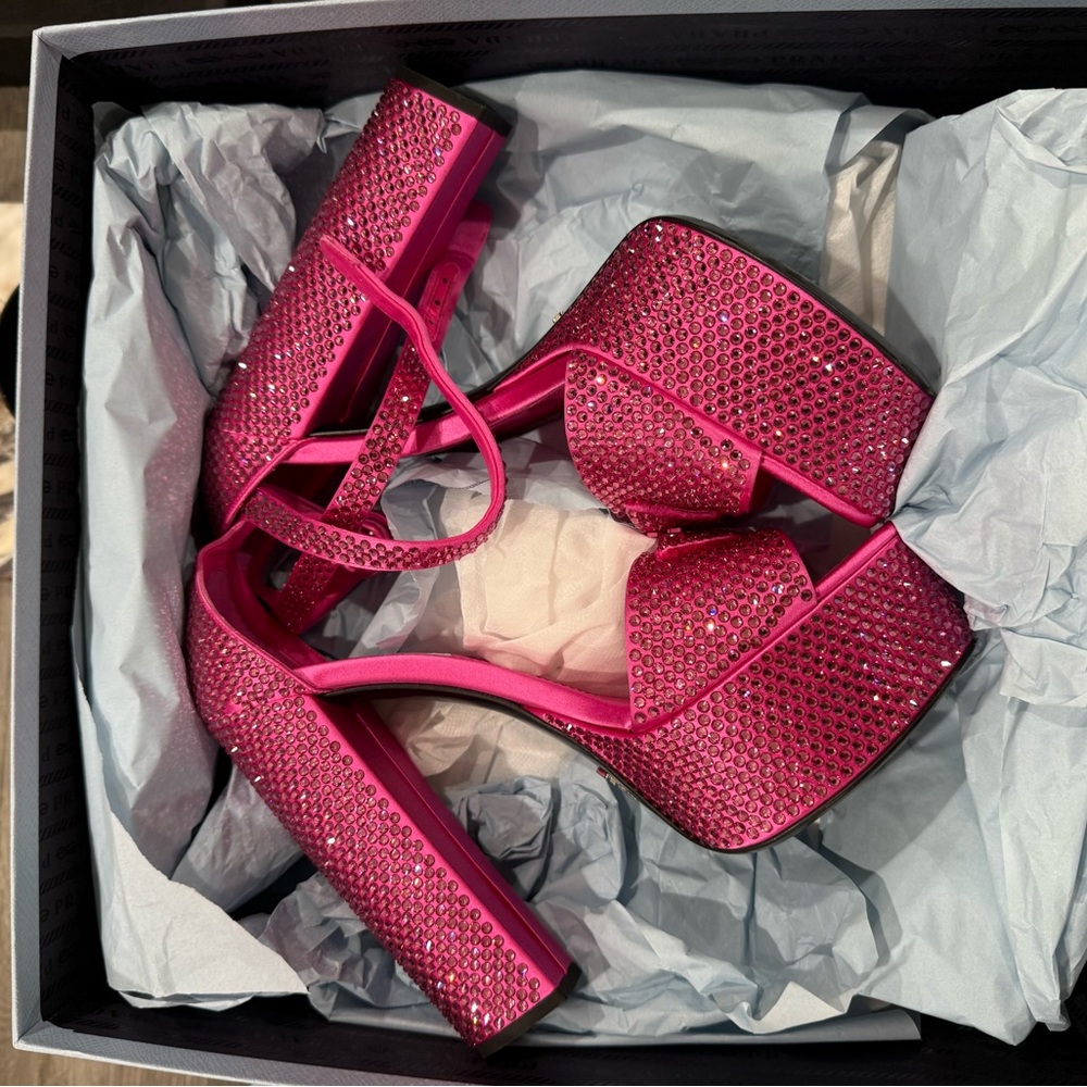 Prada Fuchsia Crystal Platform Heels